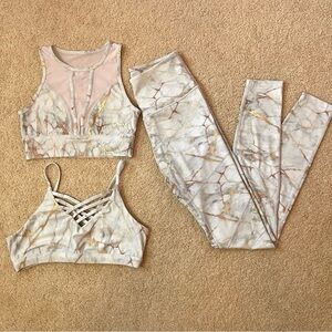 Fit Booty Marble Print Activewear 3-Piece Set